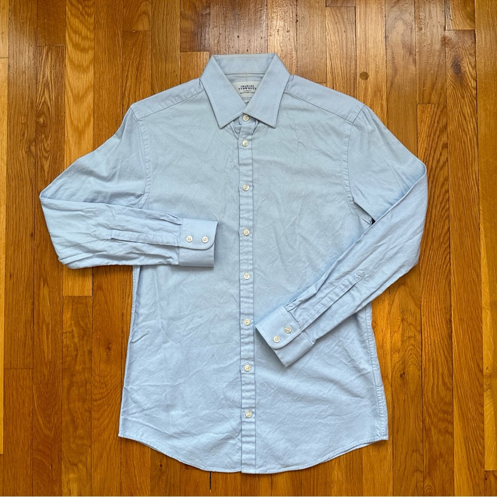 Men’s Charles Tyrwhitt Blue Button Front Dress Shirt Extra Slim Fit 15.5 34